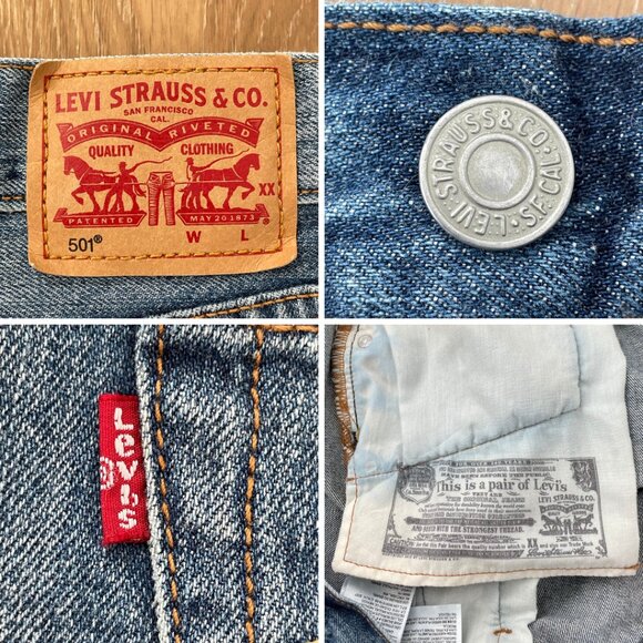 Levi’s Shorts Women 30 Waist 501 Original Fit High Rise Denim Blue Button Fly - Picture 11 of 14